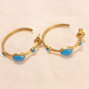 Rivka Friedman Gold and Turquoise Hoop Earrings